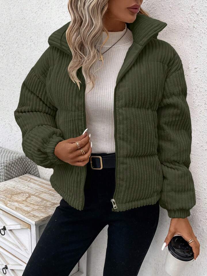 Women's Thickened Plus Size Short Corduroy Cotton Coat Jacket