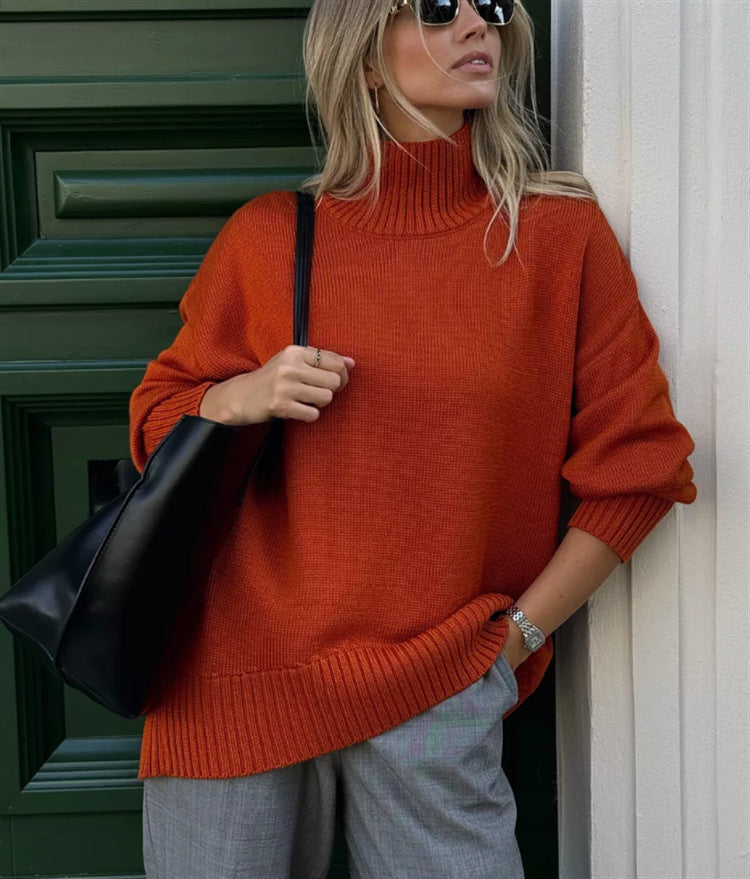 Simple And Casual Solid-color Pullover Knit Sweater