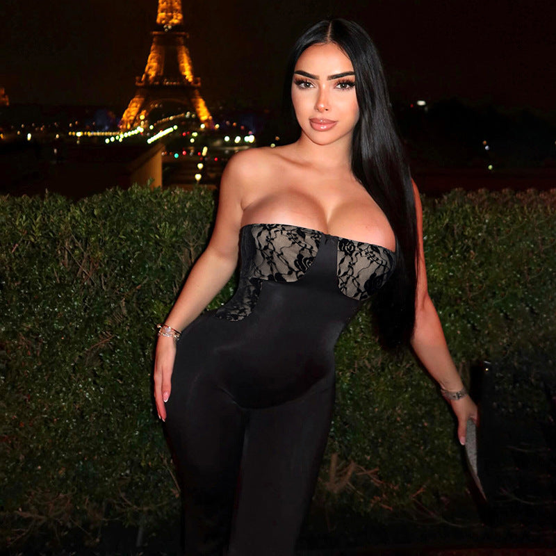 Women's Tube Top Strap Backless Jumpsuit