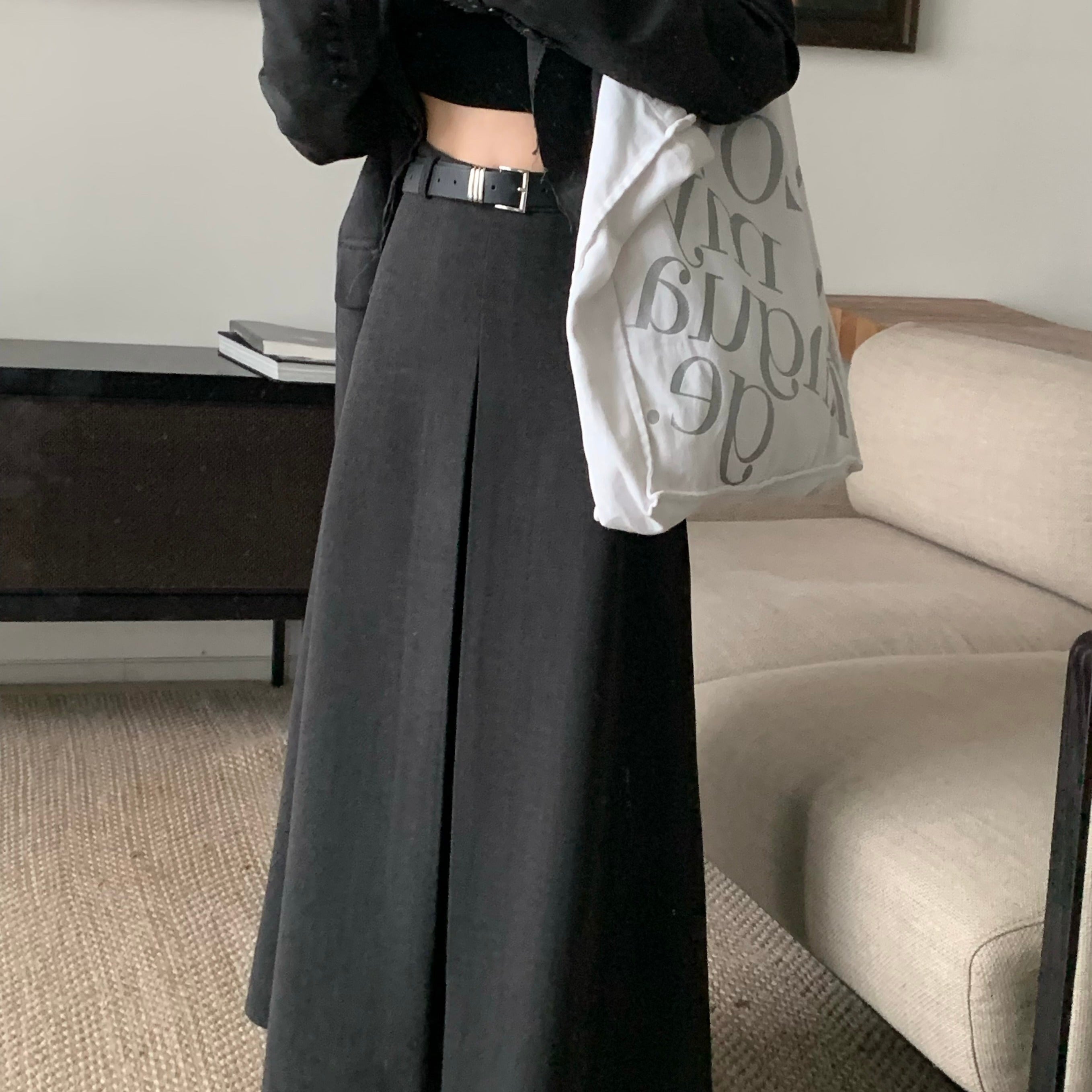 Thickened, Sanded Fabric Textured Skirt Autumn