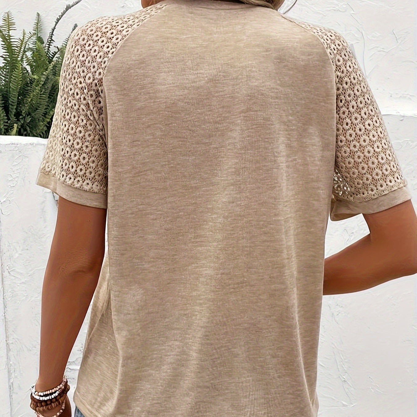 Summer Lace Stitching Women's Casual Short Sleeve