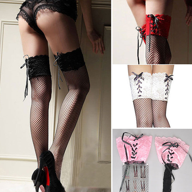 10CM Lace Side Mid Net High Stockings