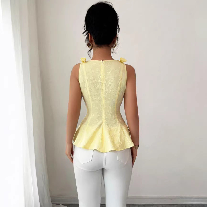 Fashionable Top Chic Niche High-End Design Spring Womens Slim-Fit Blouse