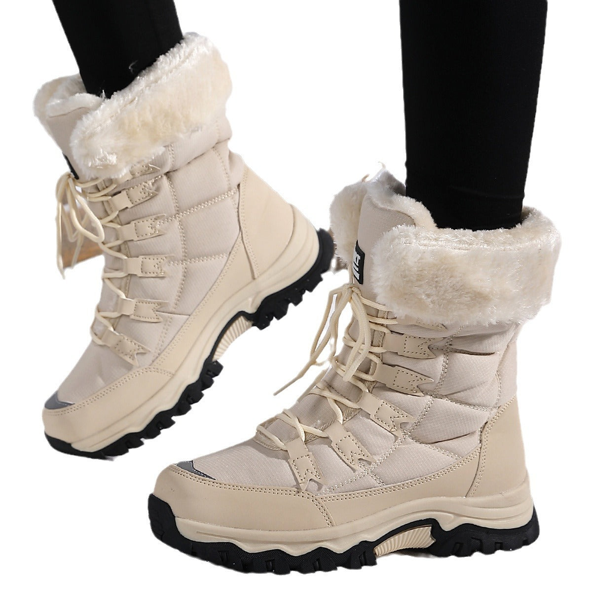 Waterproof And Cold-proof Long Boots Female Outdoor Plus Fluff Thickened