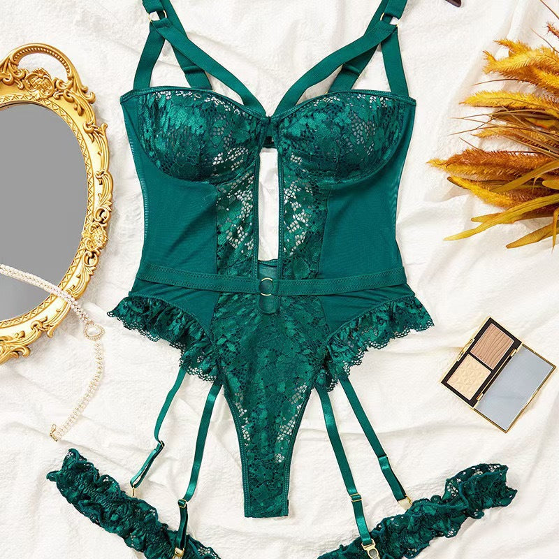 Womens 3-piece Sexy Bodysuit Lingerie