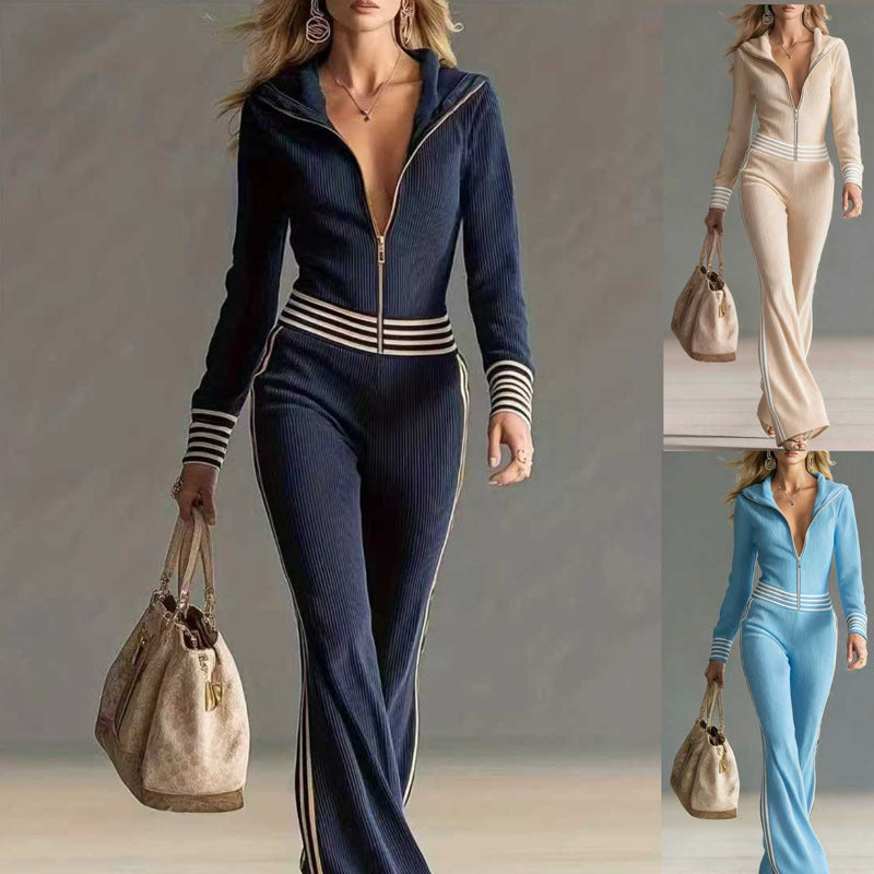 New Knitted One-piece Casual Sportswear Zip-up Sweater