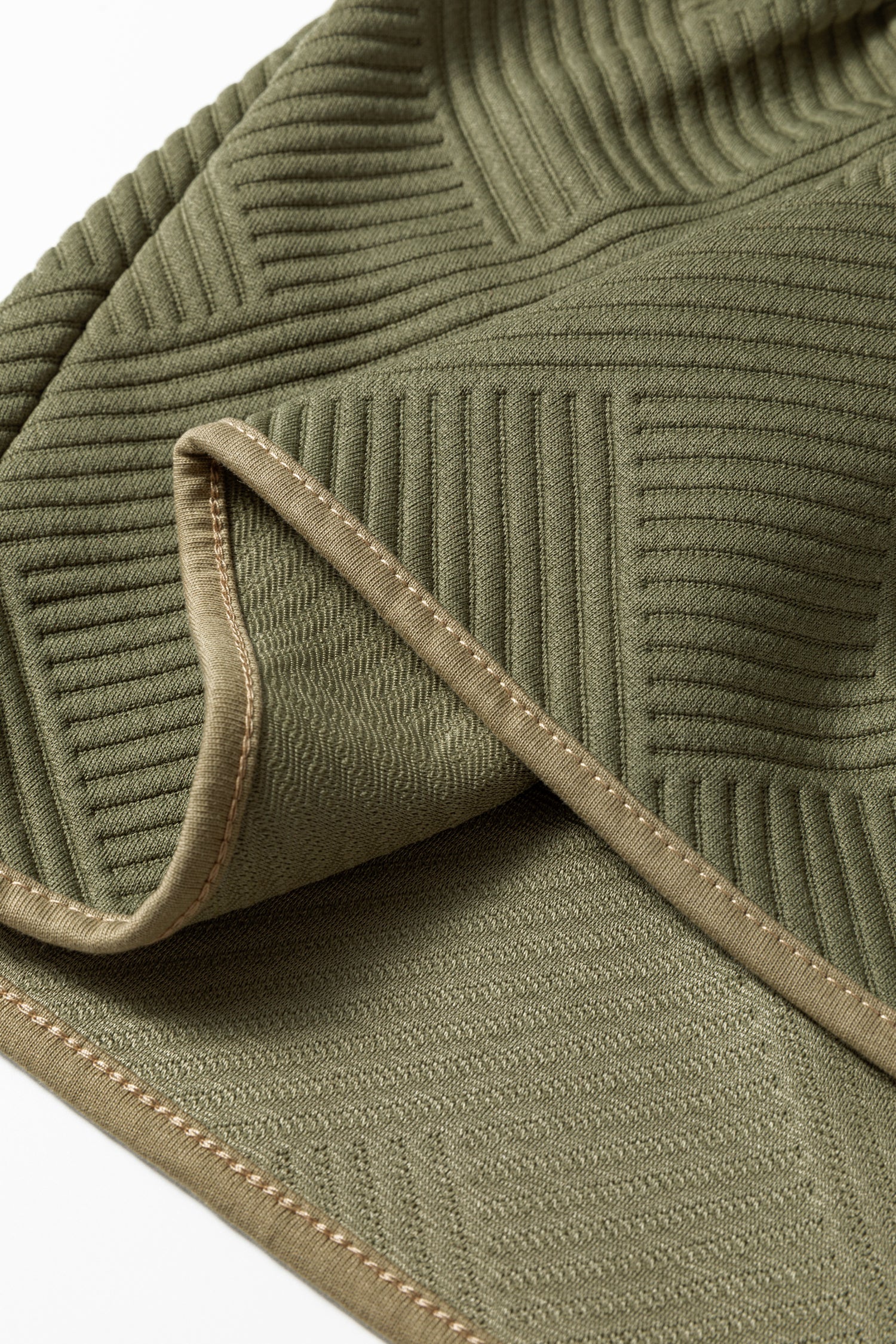 Jungle Green Plus Size Textured Contrast Trim Quarter Zip Bracelet Sleeve Mini Dress