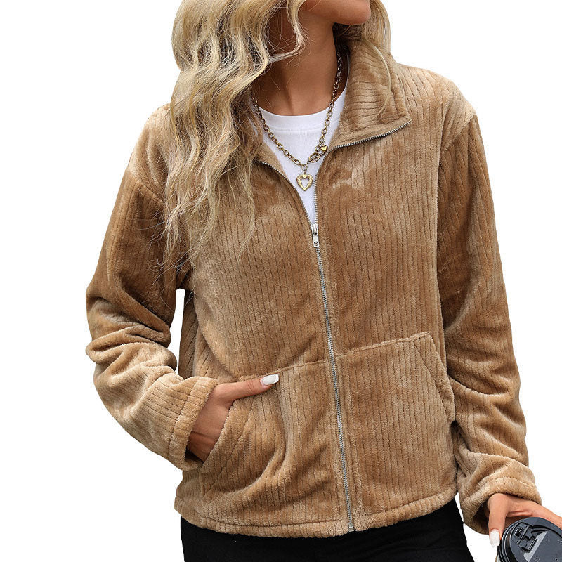 All-matching Ethnic Style Embroidered Stand Collar Warm Plush Coat