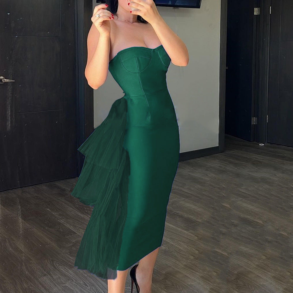 French Famous Lady Temperament Long Skirt With Buttocks