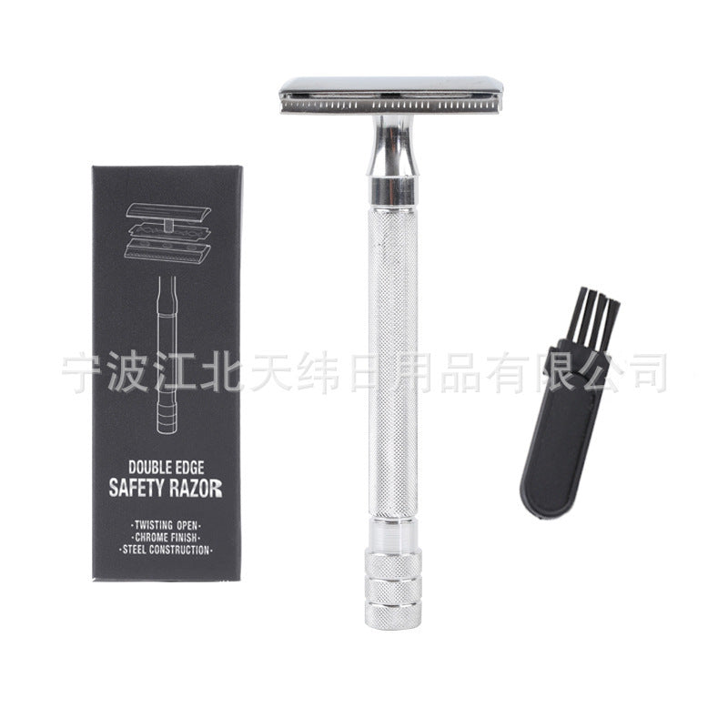 Old-fashioned Manual Pogonotomy Scraping Metal Scraper With Brush Combination