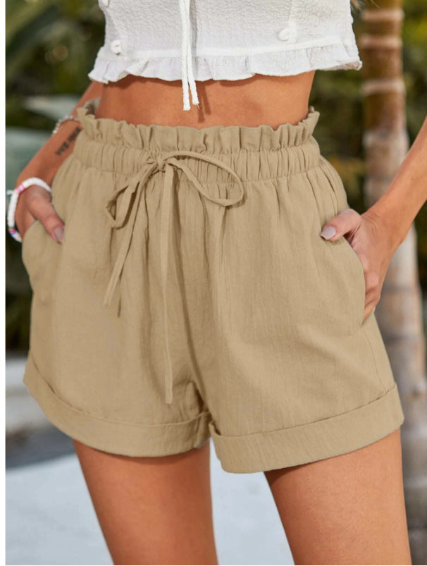 European American Summer New Solid Color Loose Casual Fashion Shorts For Women
