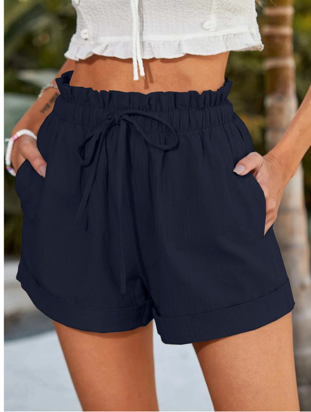 European American Summer New Solid Color Loose Casual Fashion Shorts For Women