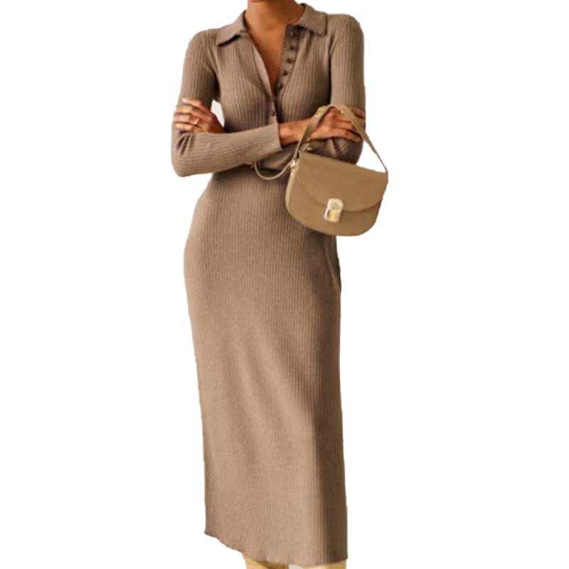 Women's Lapel Single Breasted Split Slim Fit Slim-fit Sheath Dress
