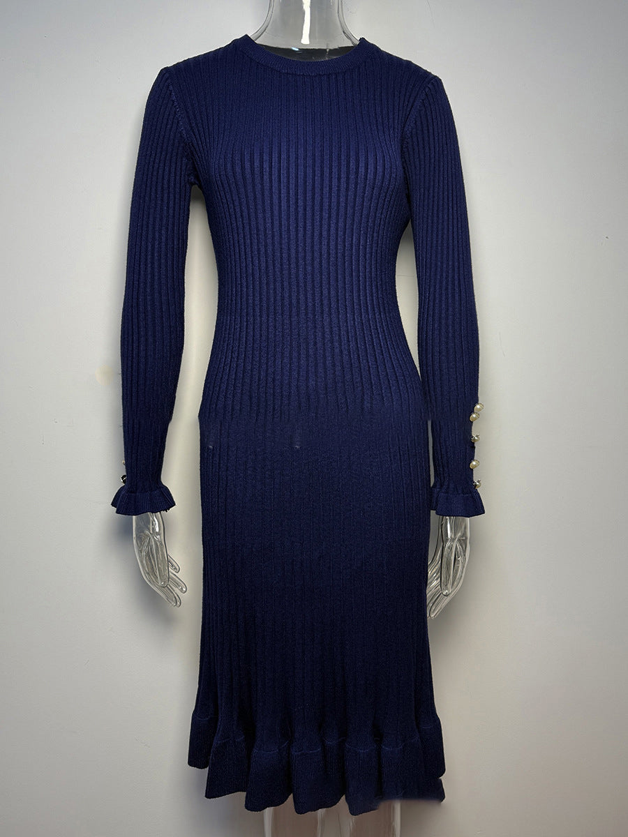 Womens Textured Knit Mid-length Dress
