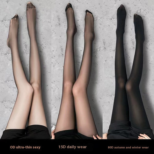 0D Black Silk Stockings Ultrathin Black Pantyhose