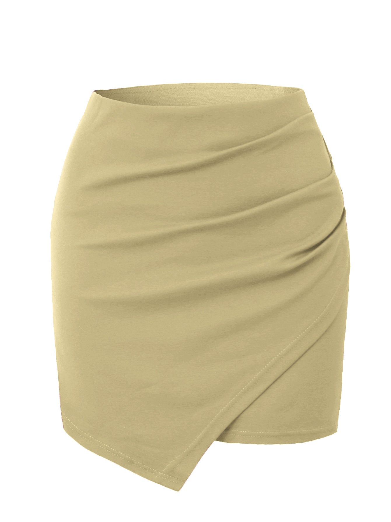 Irregularly Pleated Skirt American Style High Waist With Elastic Waistband