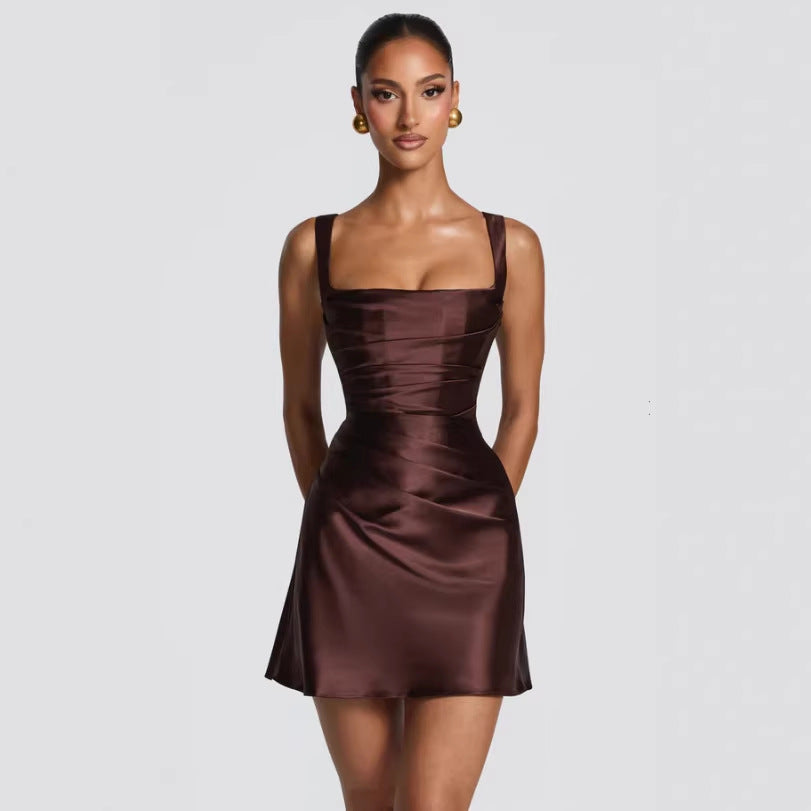 Elegant Form-fitting Slip Dress In A Solid Color