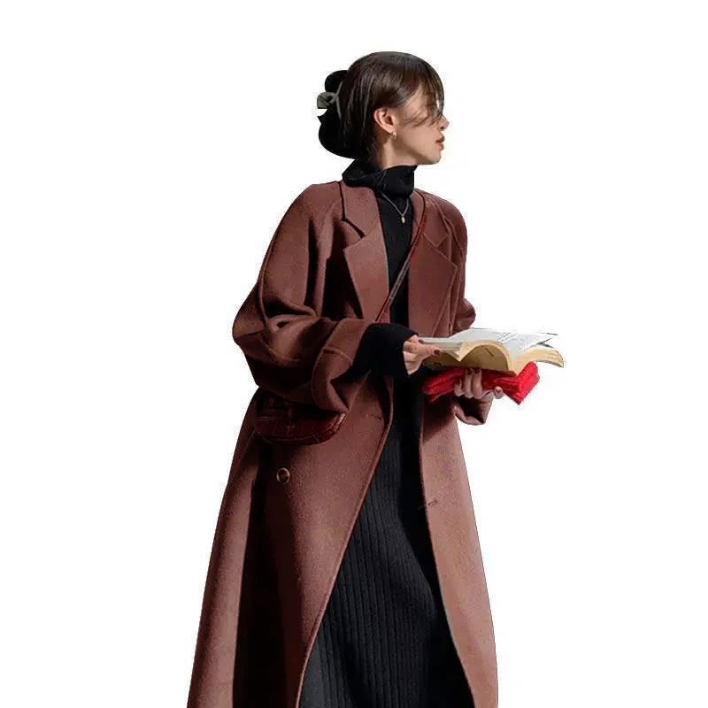 Gentle Scarf Collar Woolen Coat For Women