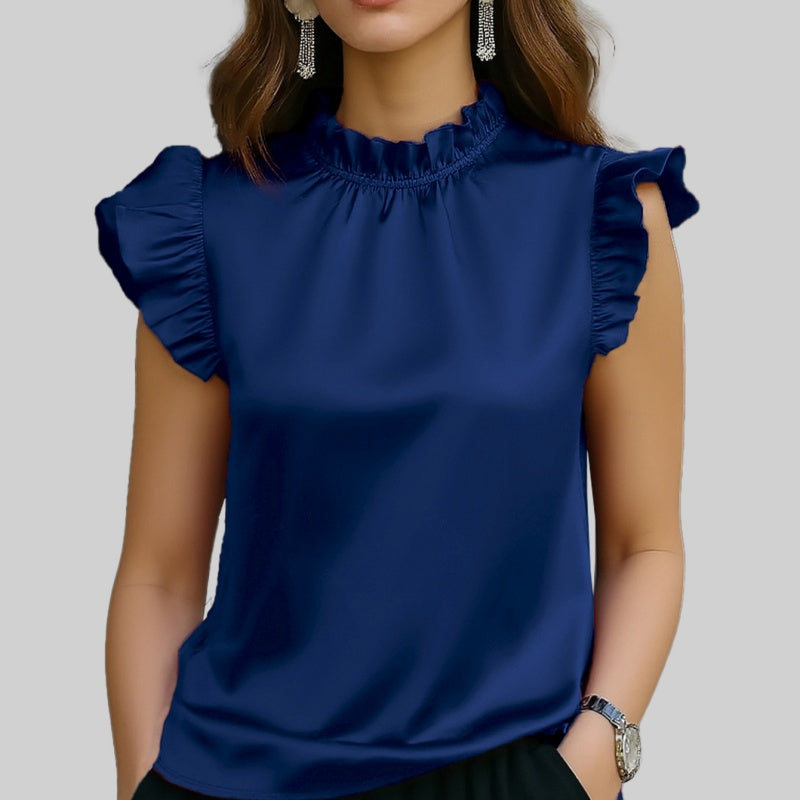 Stylish Sleeveless Top With Elegant Ruffled Sleevesversatile And Perfect For The Office