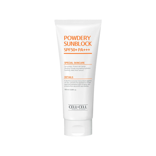 Cell By Cell, Powdery Sunblock, Protecting The Skin Barrier, Sunscreen Cream, For Face, SPF 50+, 100 ml