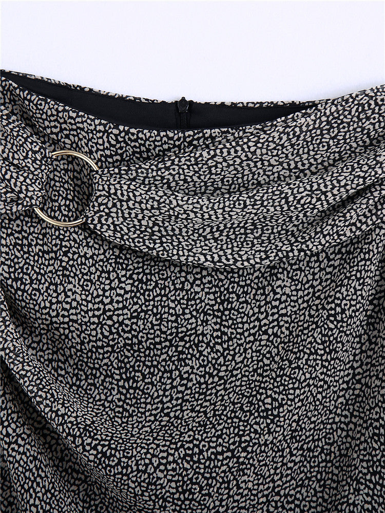 European And American Spring And Summer New Urban Casual Women's Animal Print Belted Skirt