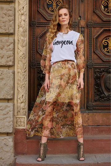 Long skirt model 145581 Makadamia 