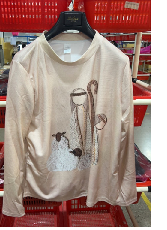 Women's Versatile Casual Blended Jacquard Embroidered Long-sleeve Sweater