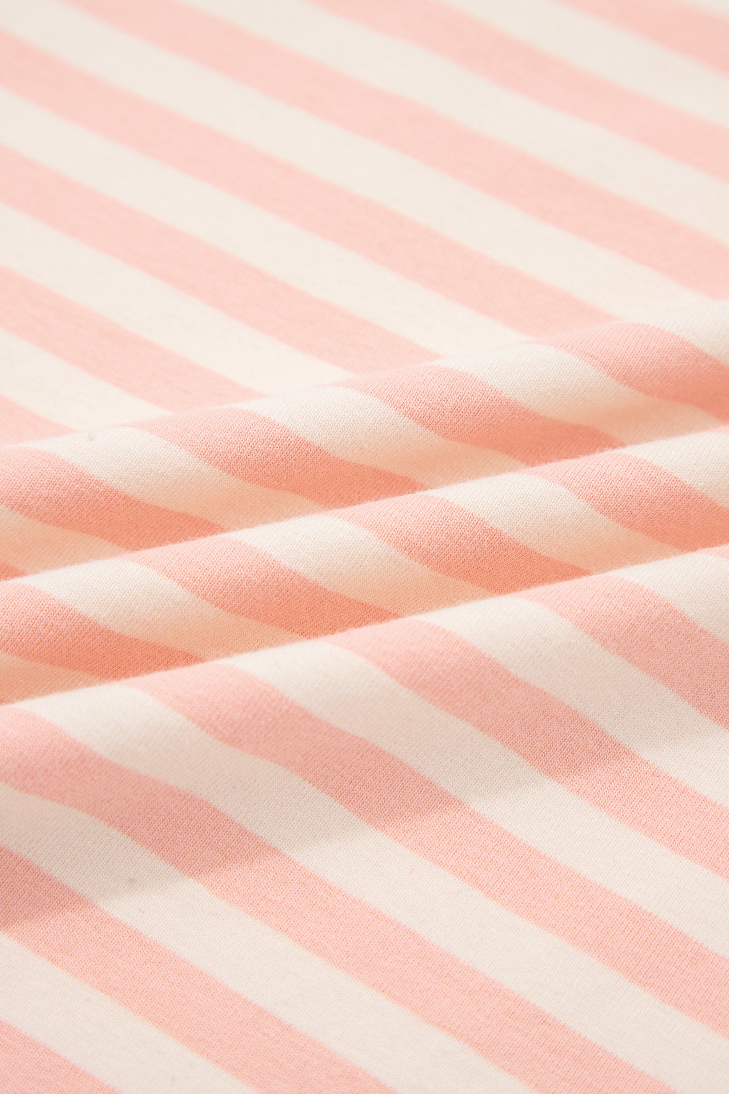 Pink Stripe Contrast Neck Loose Tee and Drawstring Shorts Set