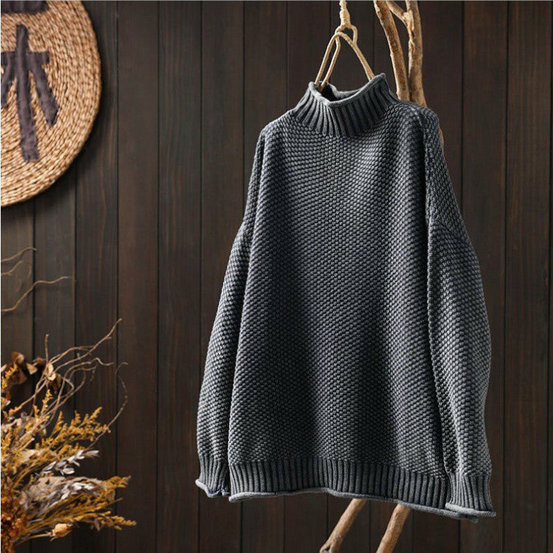 Mock Neck Sweater Women Loose Plus Size