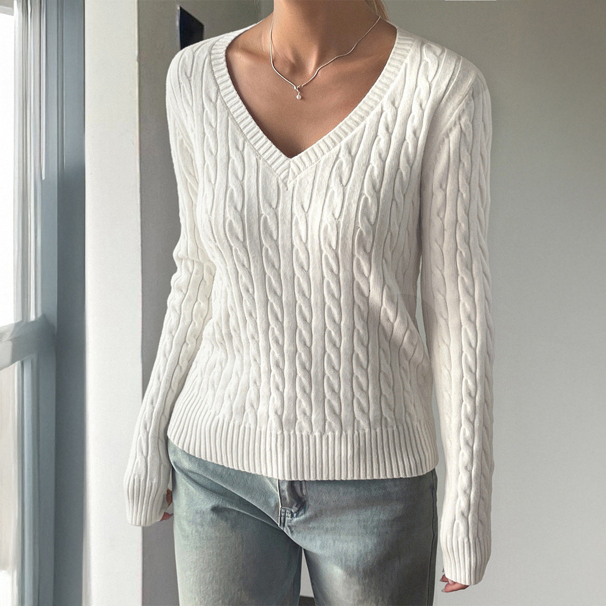All-match Woolen Long-sleeved Top Sweater For Women