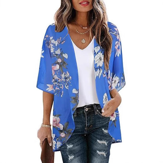 Chiffon Cardigan Beach Resort-Style Sun-Protective Cover-Up