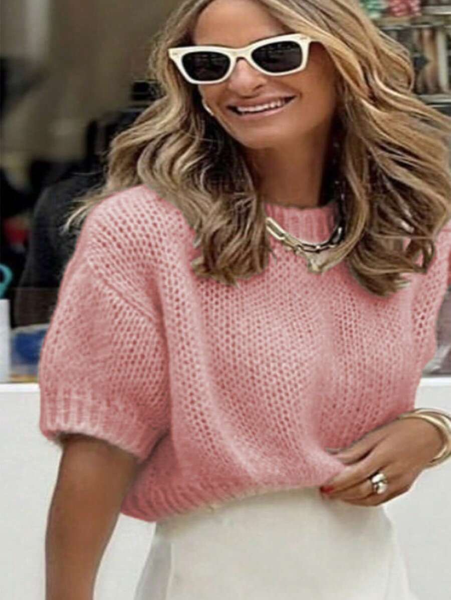 French Style Elegant Short Sleeve Sweater