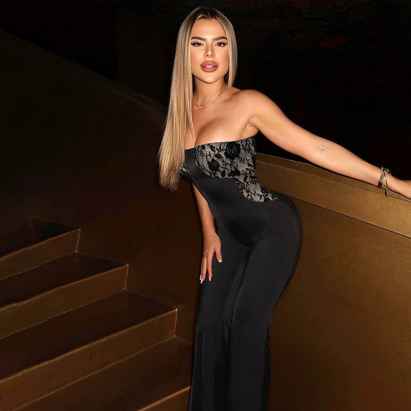 Women's Tube Top Strap Backless Jumpsuit