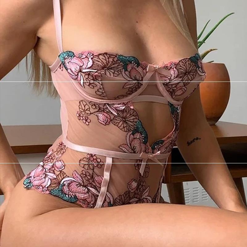 Women's Fashion Temperament Lace Mesh Bodysuit