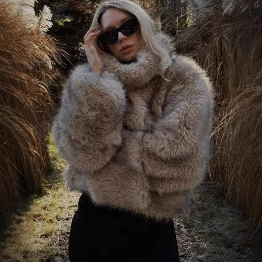 Women's Artificial Fur Fashion Baggy Coat