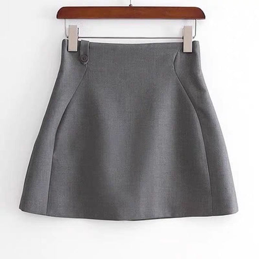 Graceful Gray High Waist Slim-fit Skirt Hip Skirt