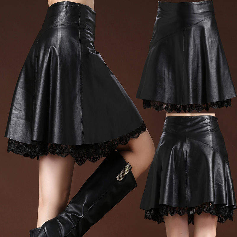 Women's A-line Mid-length Over-the-knee High-waist Pleated Skirt