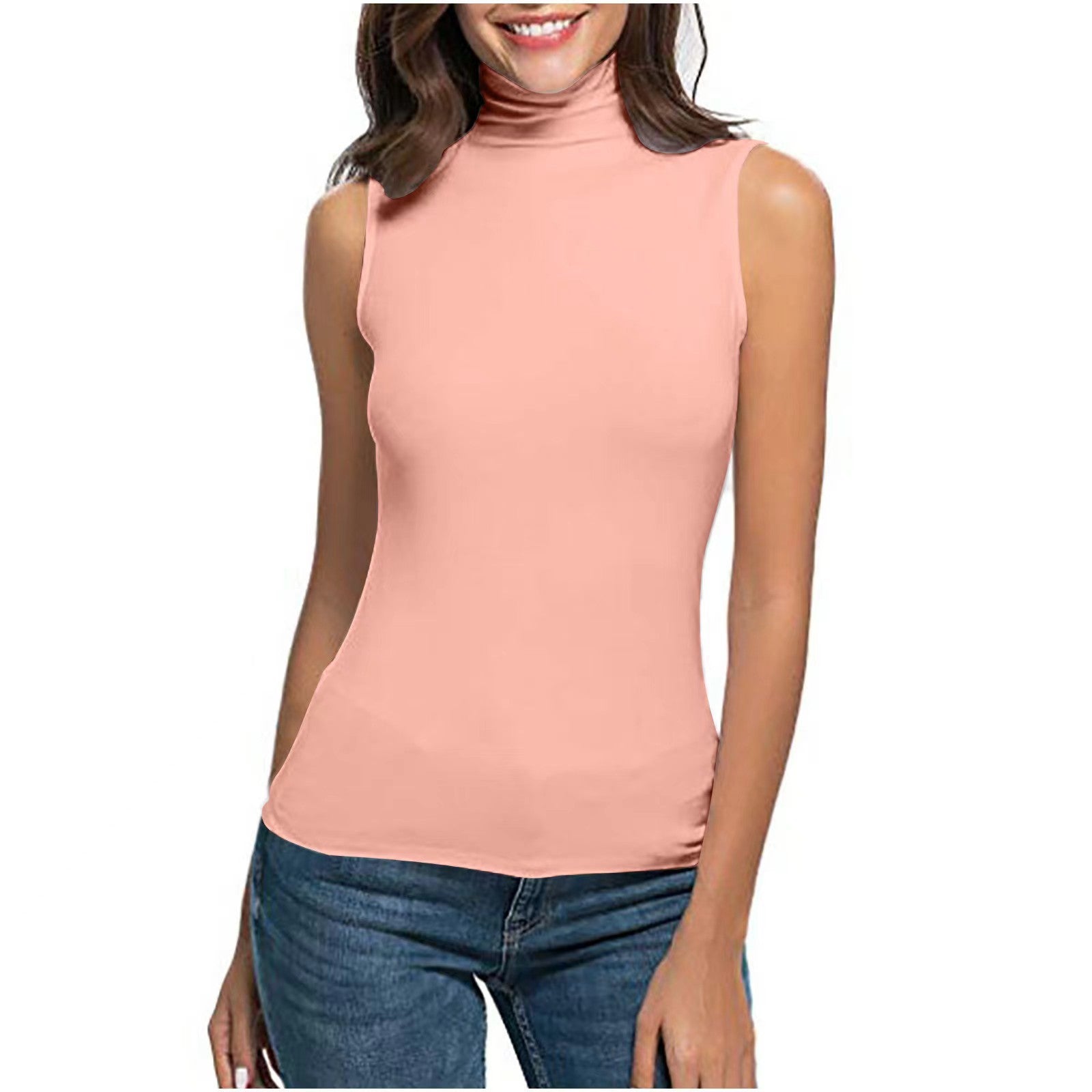 High-neck Slim-fit Sleeveless Casual Vest