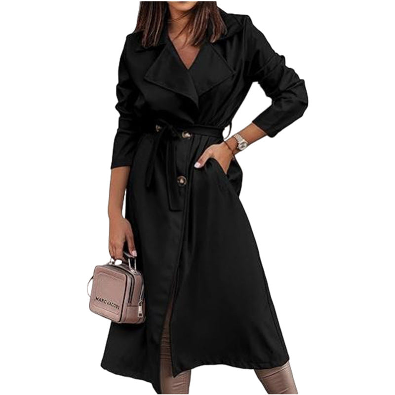 Women's Coat Plus Size Trench Coat Tie-front Top