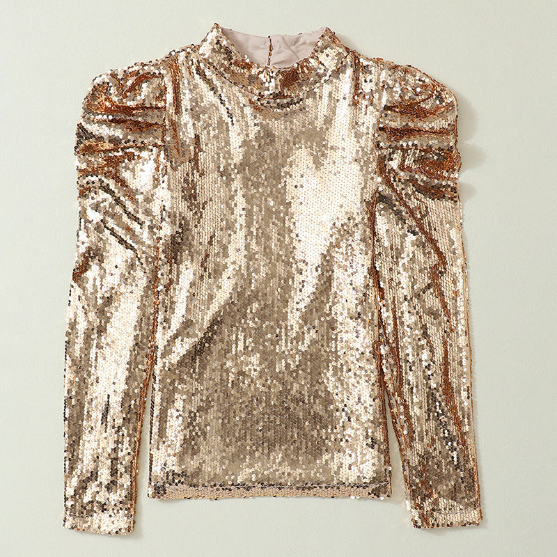 Women's European And American Personalized Design Sense Puff Sleeve Top