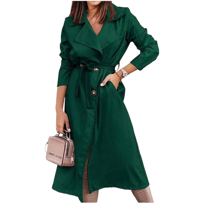Women's Coat Plus Size Trench Coat Tie-front Top