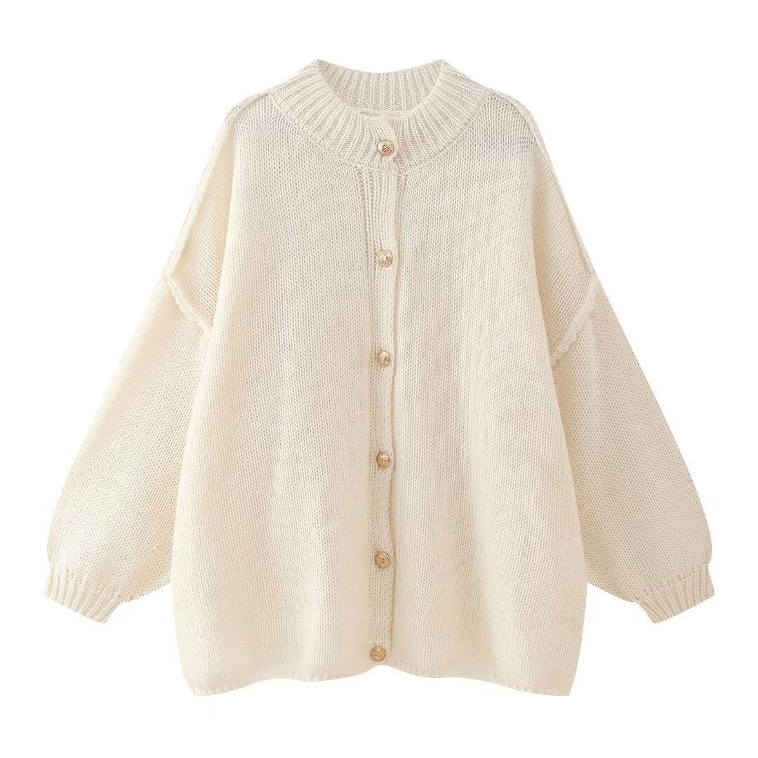 Fastener Decoration Batwing-sleeved Jacket Women's Clothing