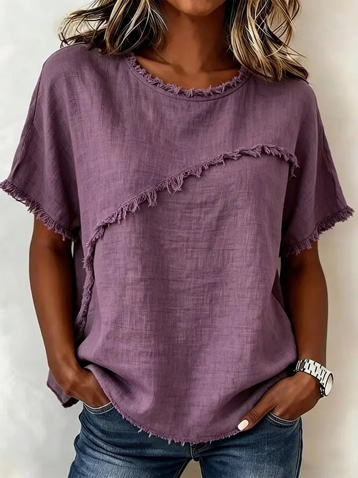 Women's Round-Neck Casual Loose Short-Sleeve Top