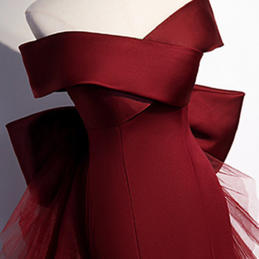 Wine Red Fish Tail Evening Dress