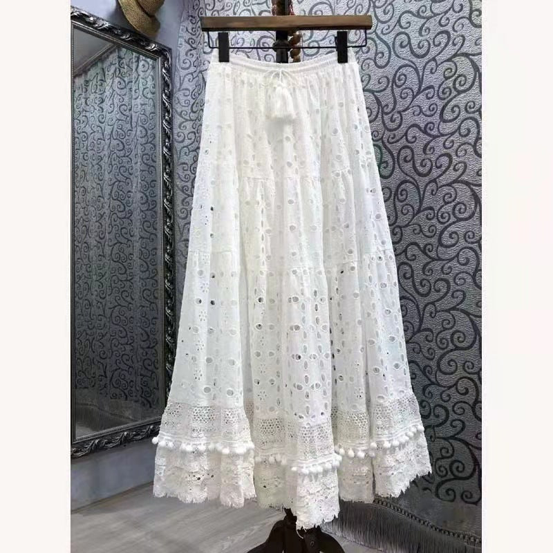 Hollow Out White Holiday Skirt Beach Skirt