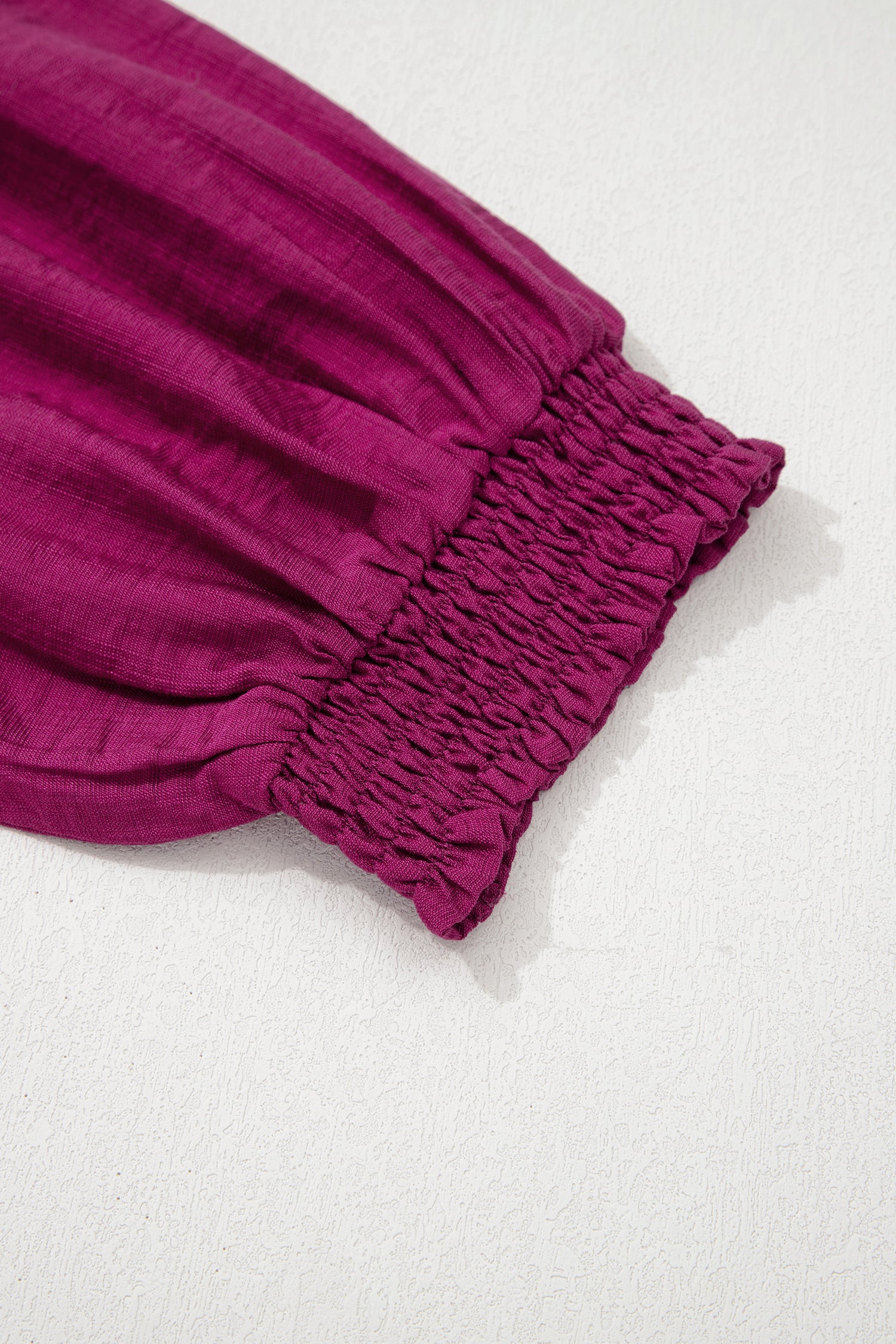 Wild Ginger Plus Size Contrast Trim Button V Neck Puffy Bracelet Sleeve Blouse