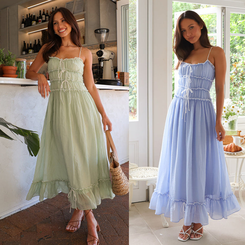 Sweet Ruffled-strap Dress For A Chic Elegant Look
