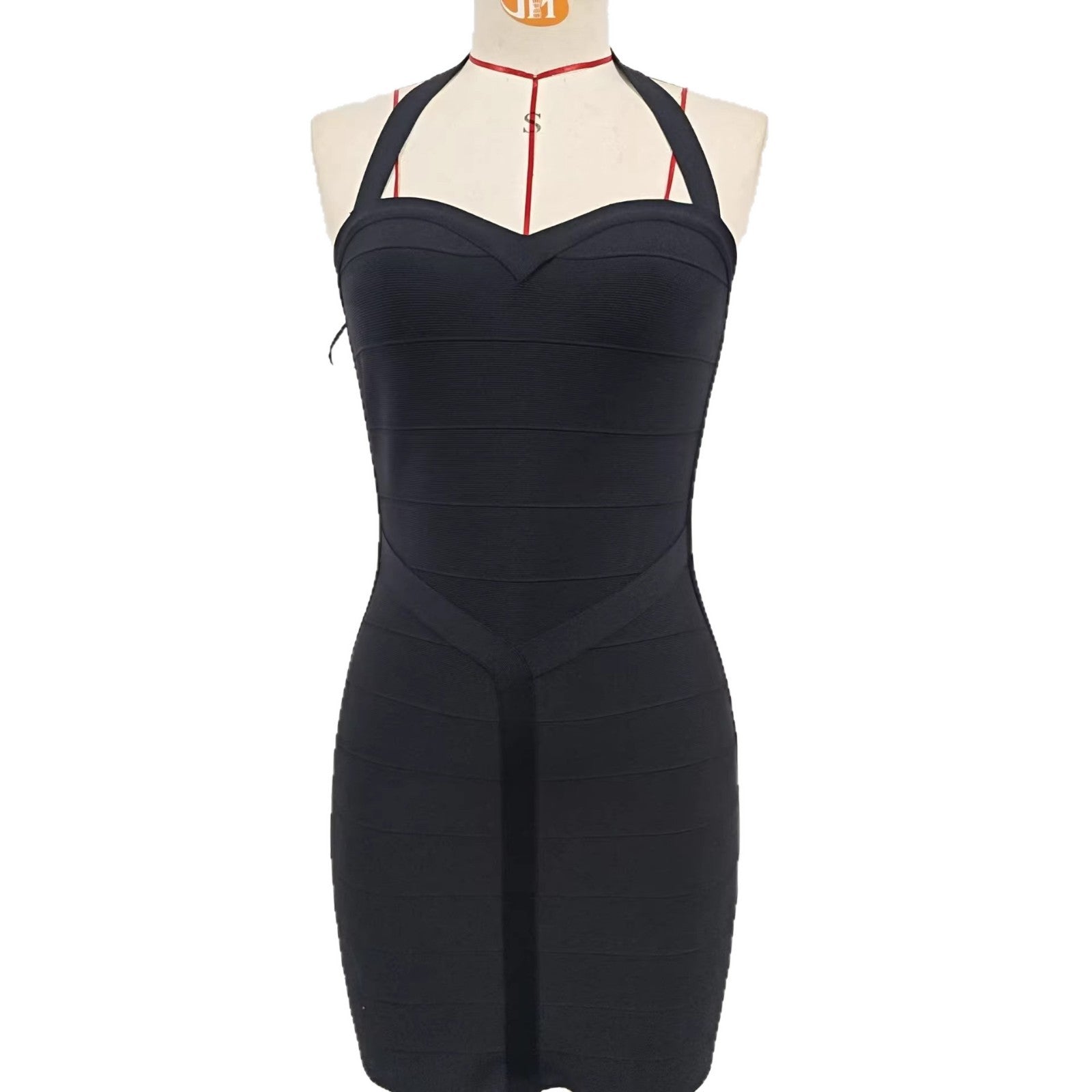 Womens Corset-Fit Backless Halter Bandage Dress