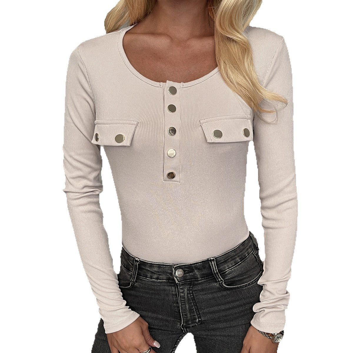 Commuter-style Button-front Base-layer Top