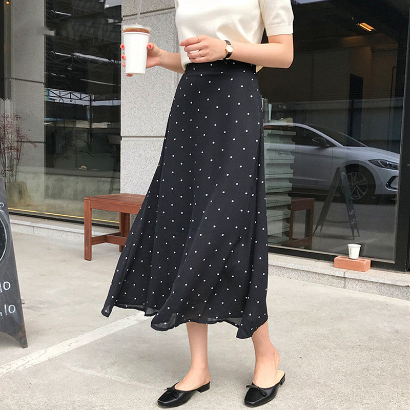 Hong Kong Style Student Temperament Bag Hip Midi Skirt